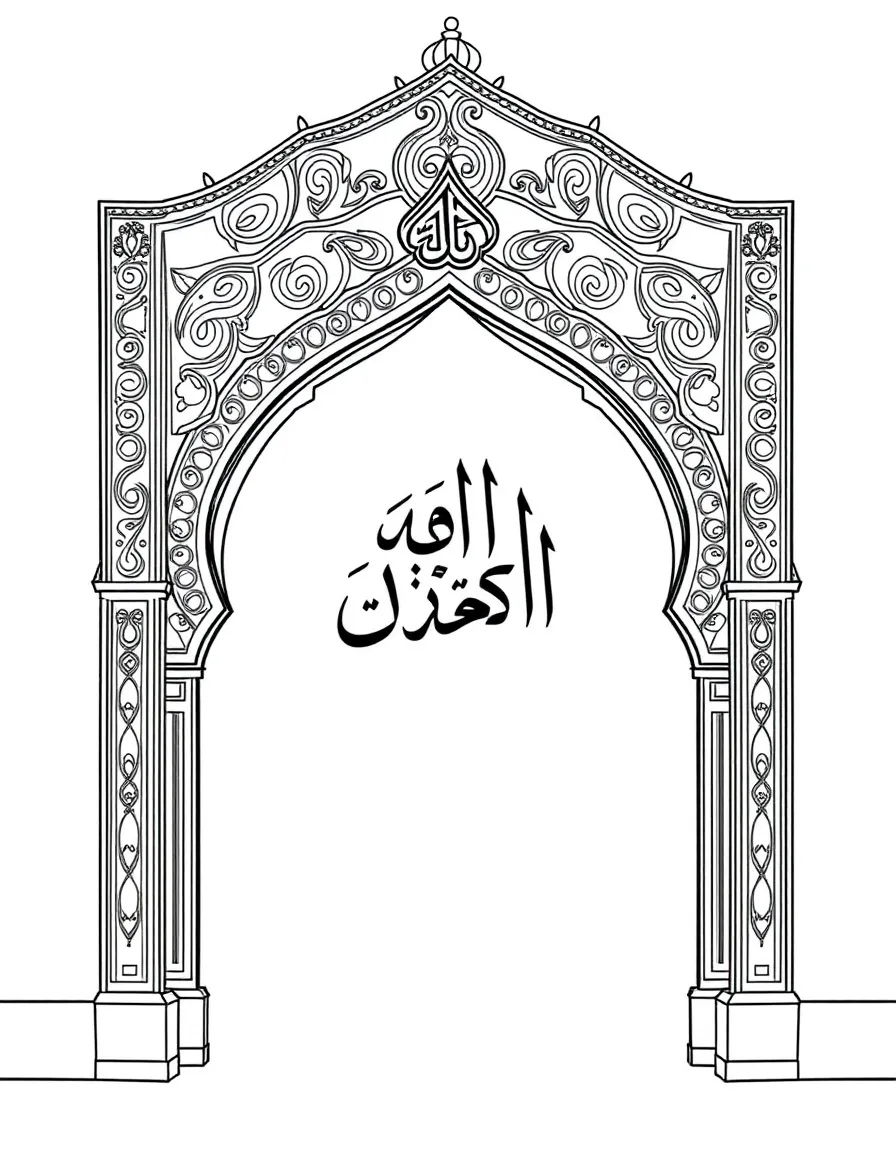 Islamic archway with detailed muqarnas and calligraphic inscription