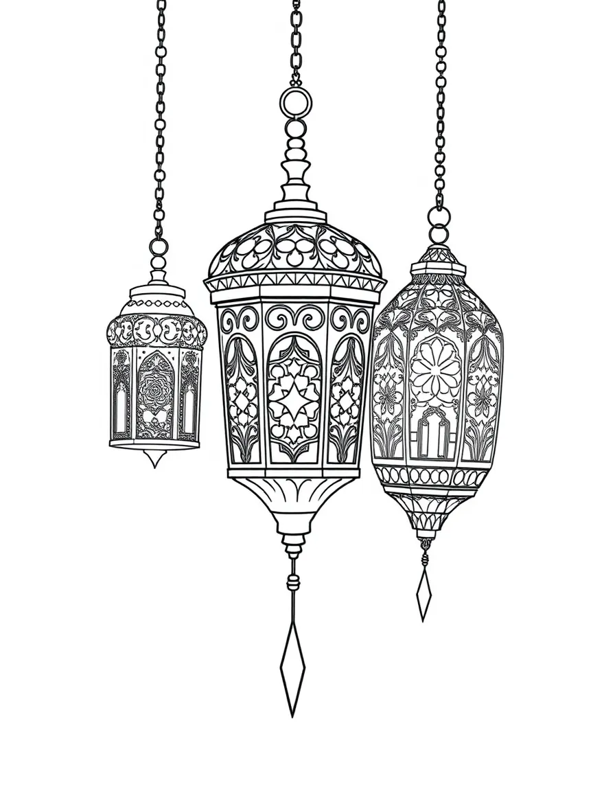 Ramadan lantern (fanoos) with detailed filigree patterns