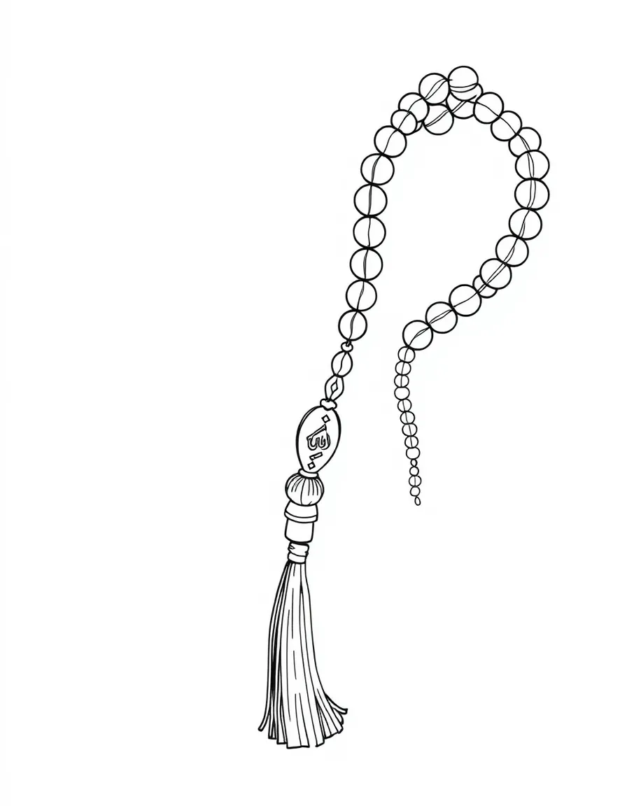 Prayer beads (tasbih) with detailed beads and tassel