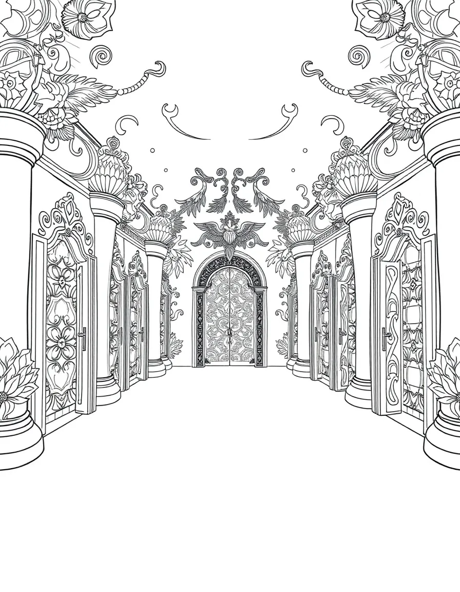 Eight doors of paradise with unique detailed designs for each