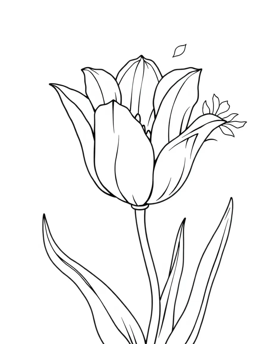Stylized tulip design from Ottoman art with detailed botanical elements