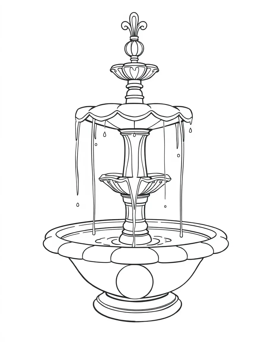 Ablution fountain with detailed water flow and basin ornamentation