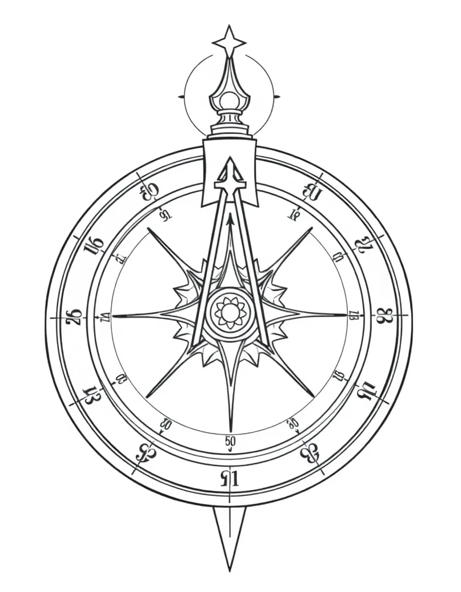 Prayer time sundial with detailed hour markings and gnomon
