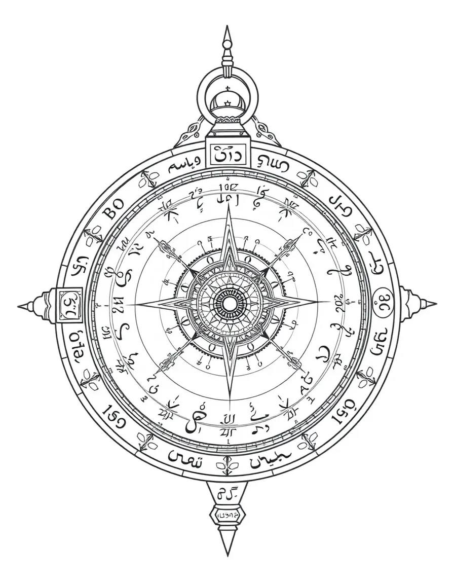 Islamic astrolabe with detailed celestial mapping and inscription