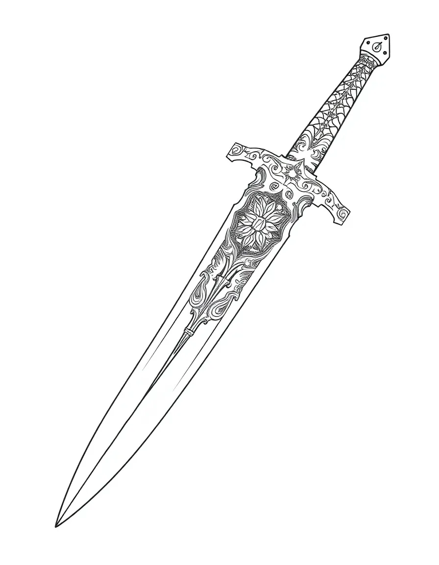 Zulfiqar (double-bladed sword) with detailed calligraphic integration