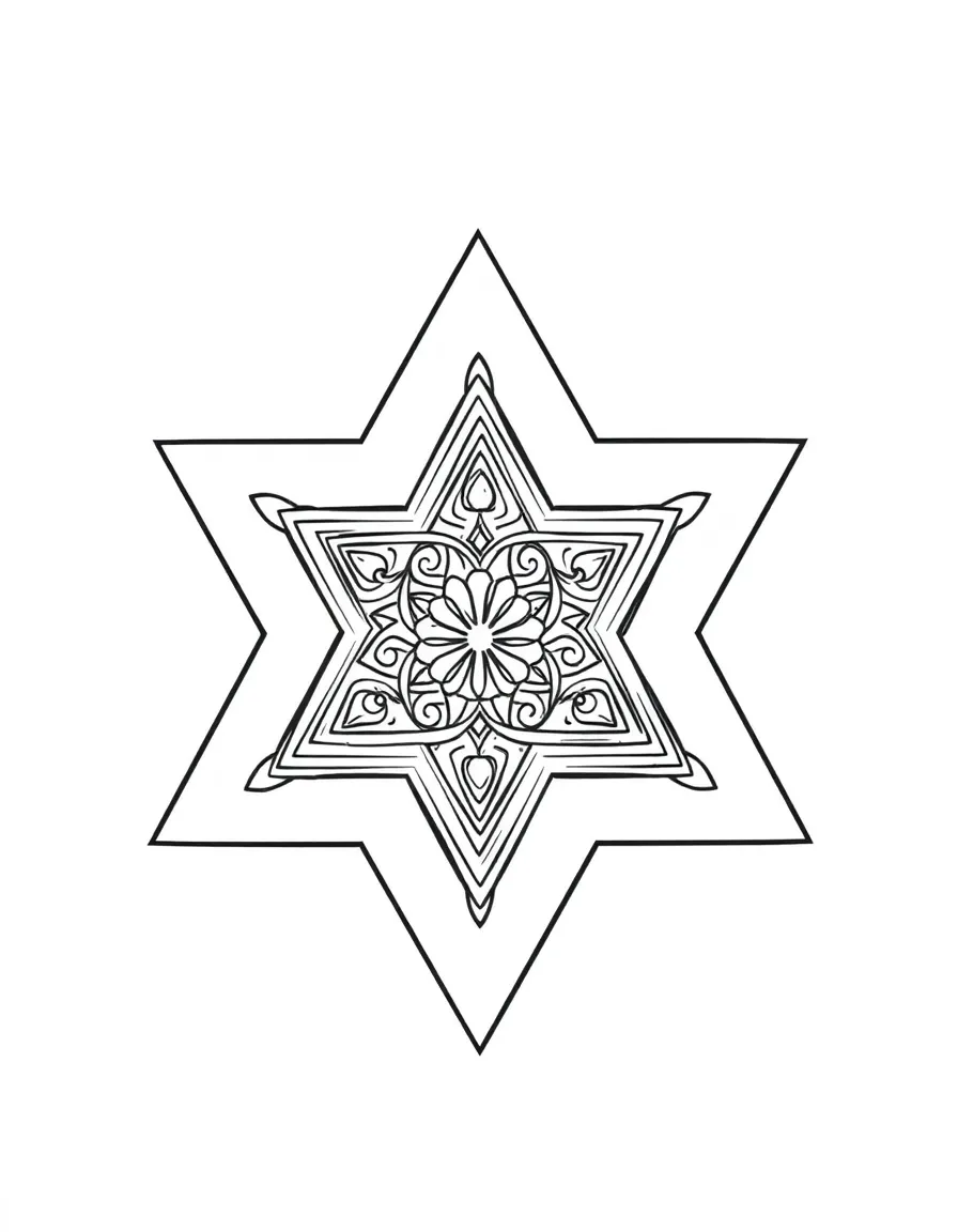 Star of David (Magen David) with detailed filigree pattern inside