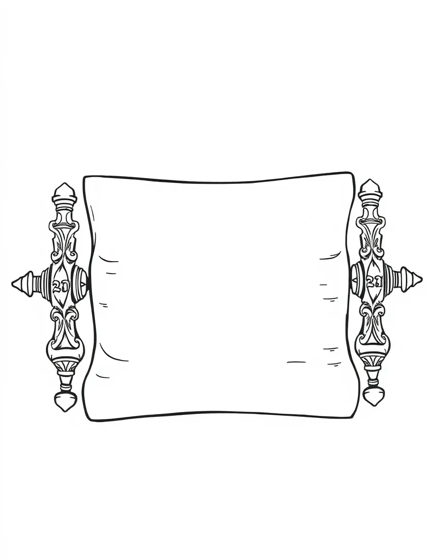 Torah scroll with ornate handles and detailed parchment texture