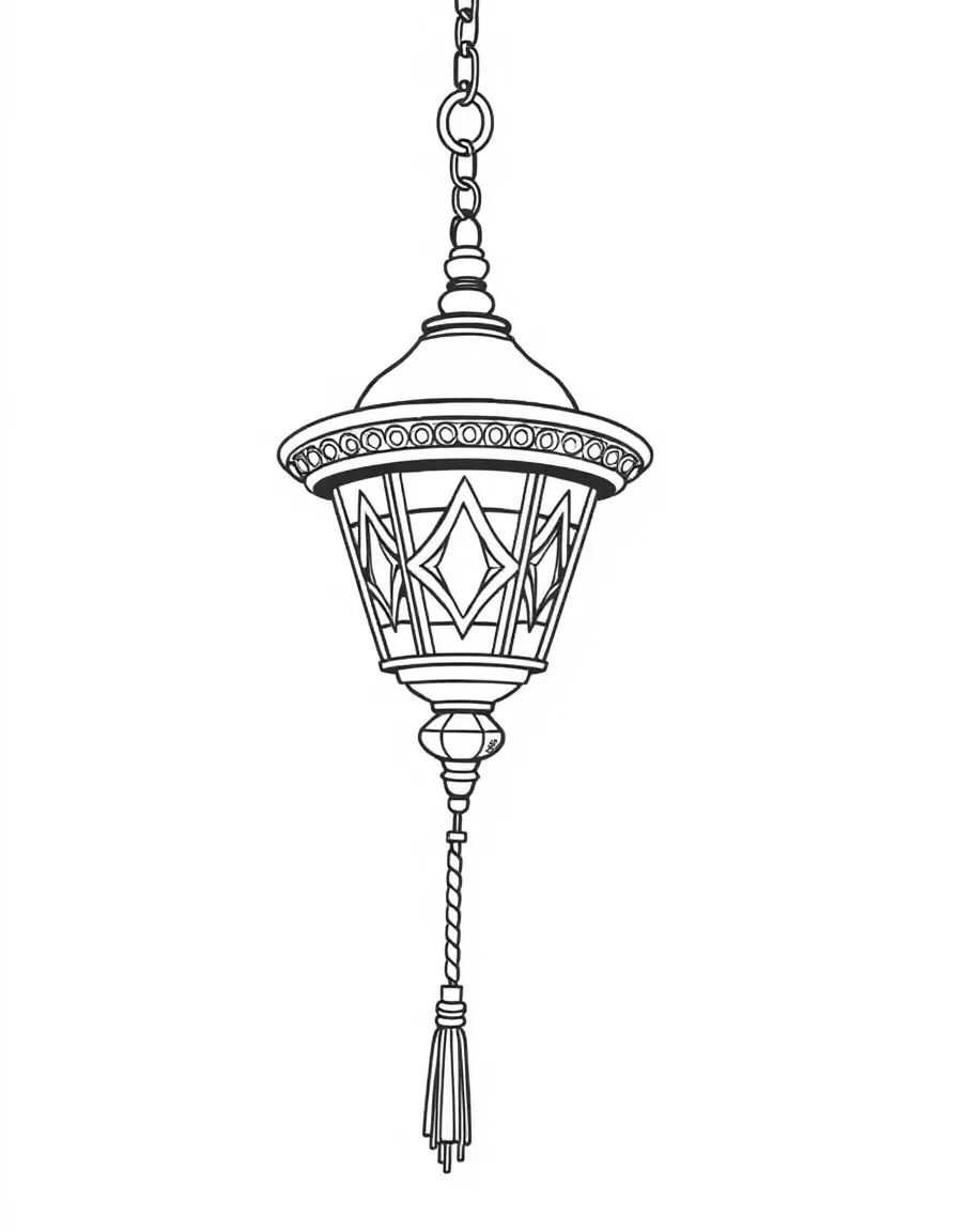 Eternal light (Ner Tamid) with detailed lamp design and hanging chain