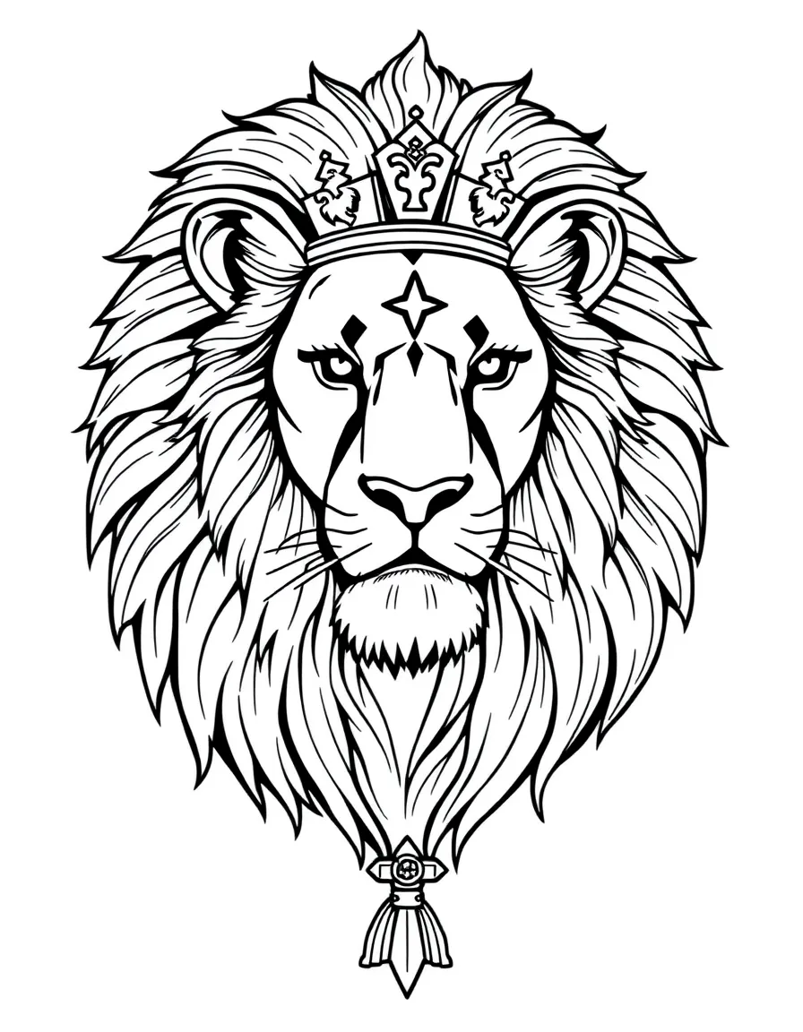 Lion of Judah with detailed mane and ceremonial symbolism