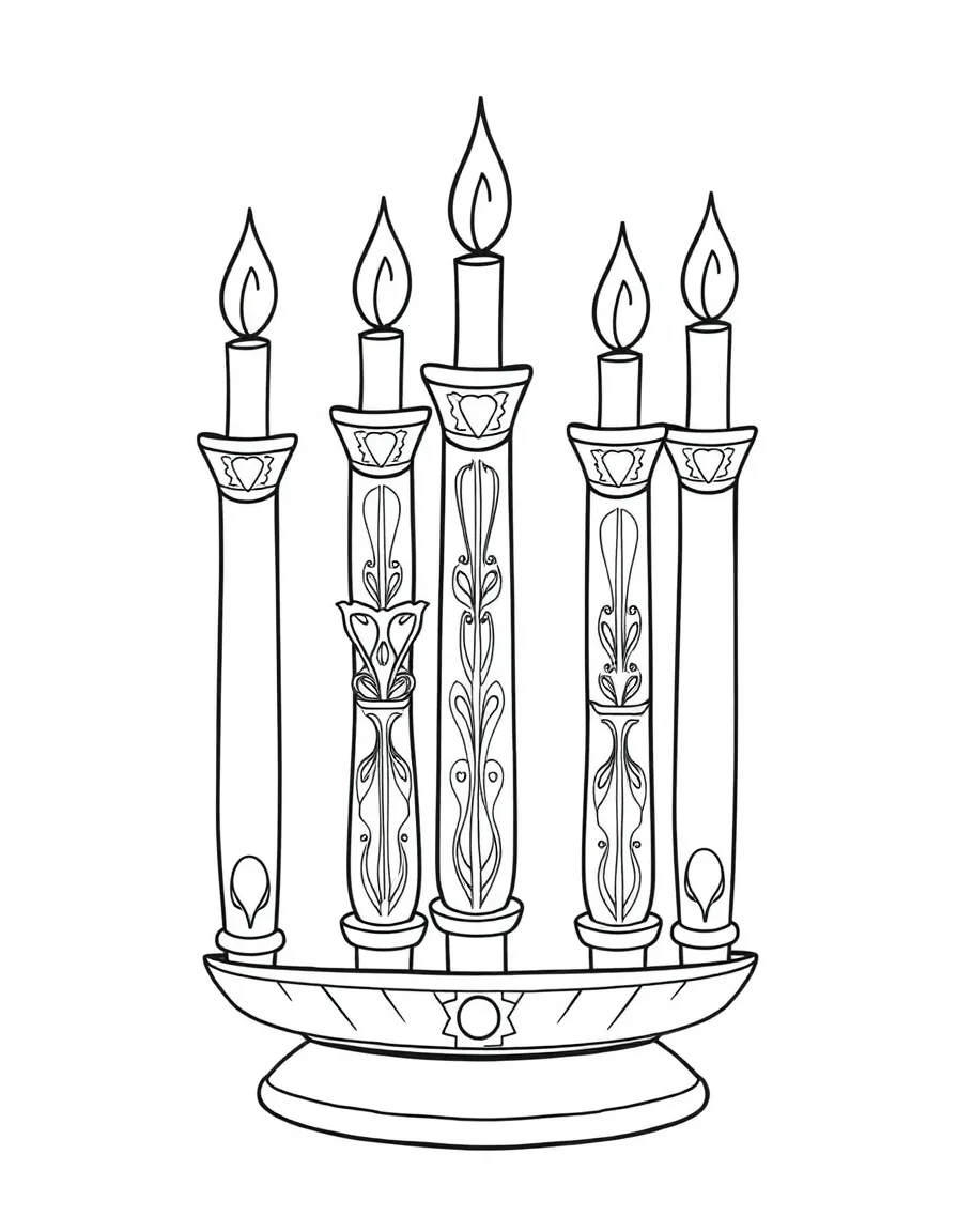 Shabbat candles with detailed candlesticks and flame patterns