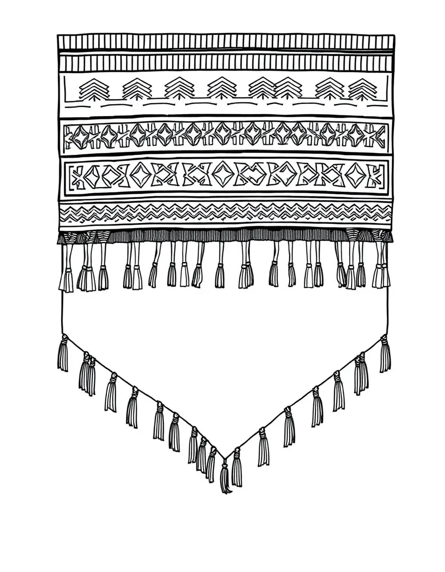 Tallit (prayer shawl) with detailed tzitzit fringes and stripe patterns