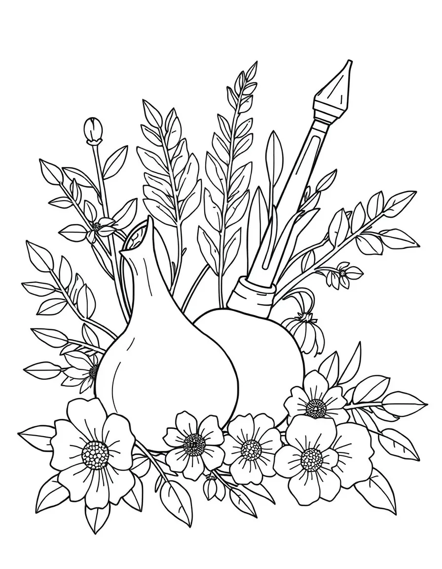 Etrog and lulav set for Sukkot with detailed botanical elements