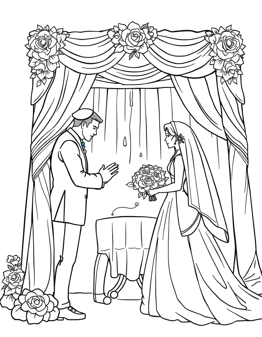 Breaking the glass wedding scene with detailed chuppah