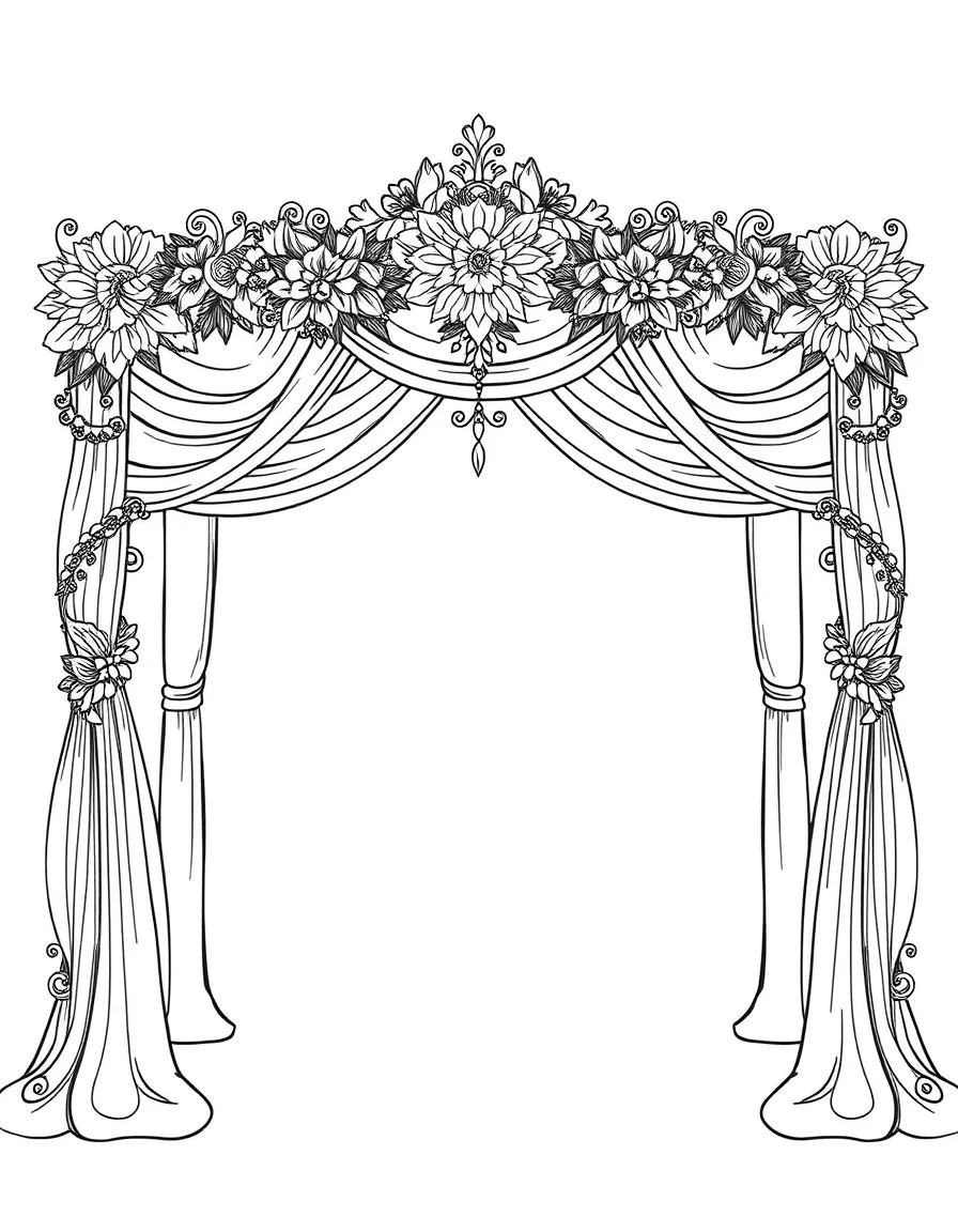 Detailed chuppah (wedding canopy) with decorative elements