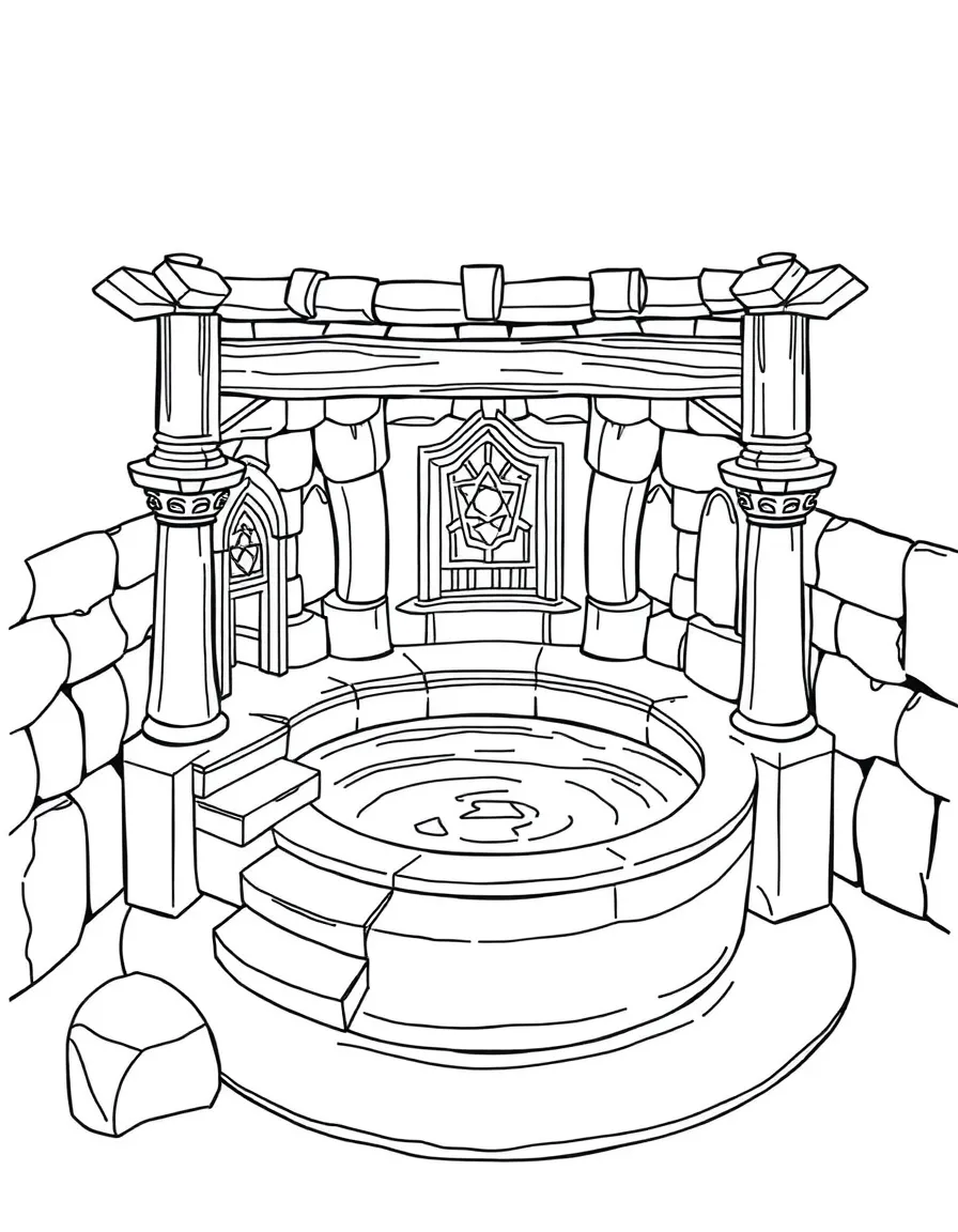 Mikvah (ritual bath) with detailed steps and architectural elements