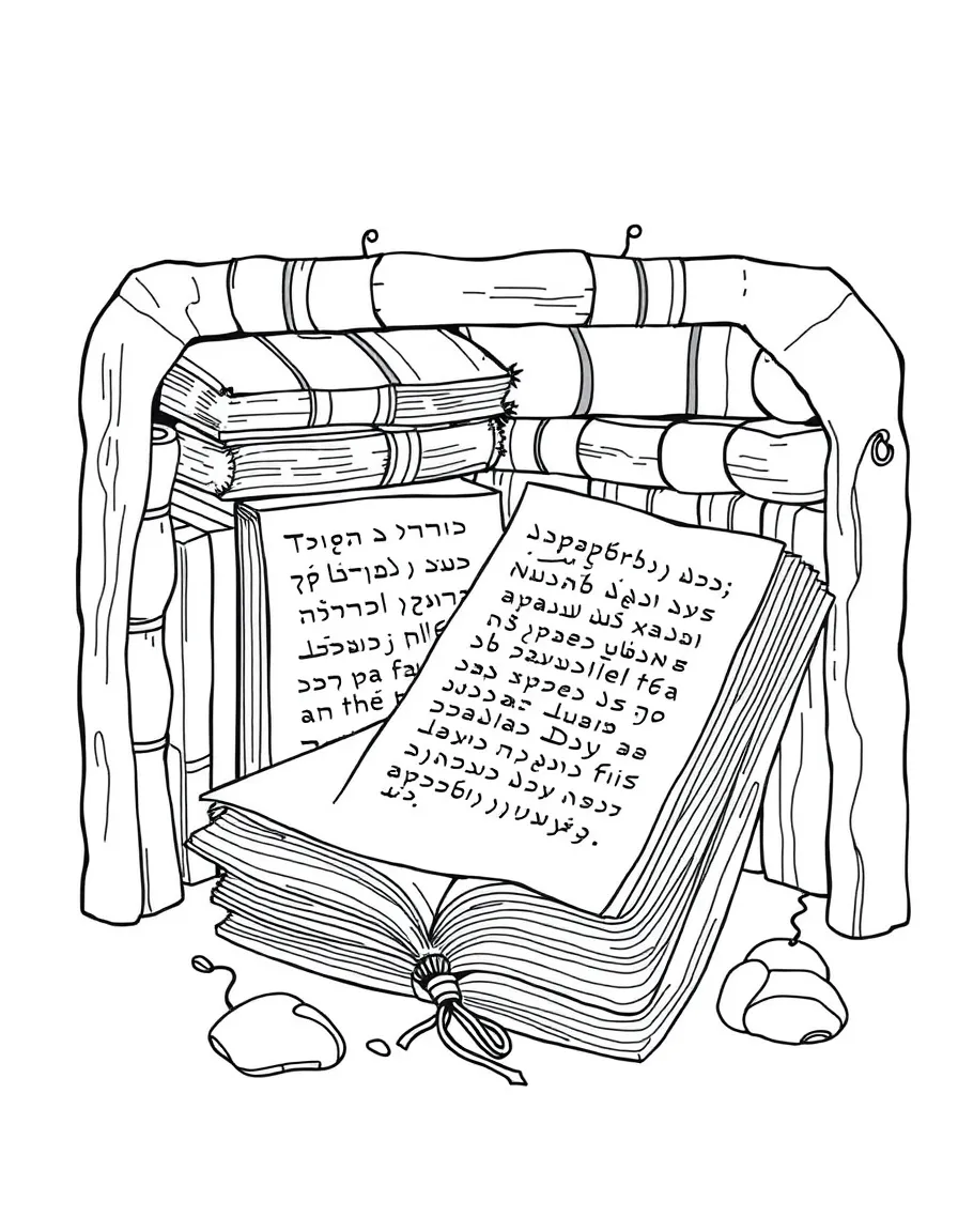 Genizah (repository for sacred texts) with detailed book arrangements