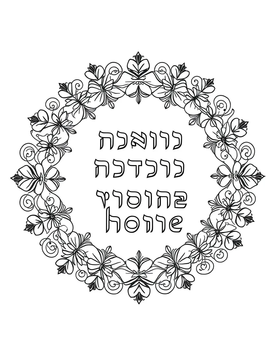 Blessing for the home in circular Hebrew calligraphy arrangement
