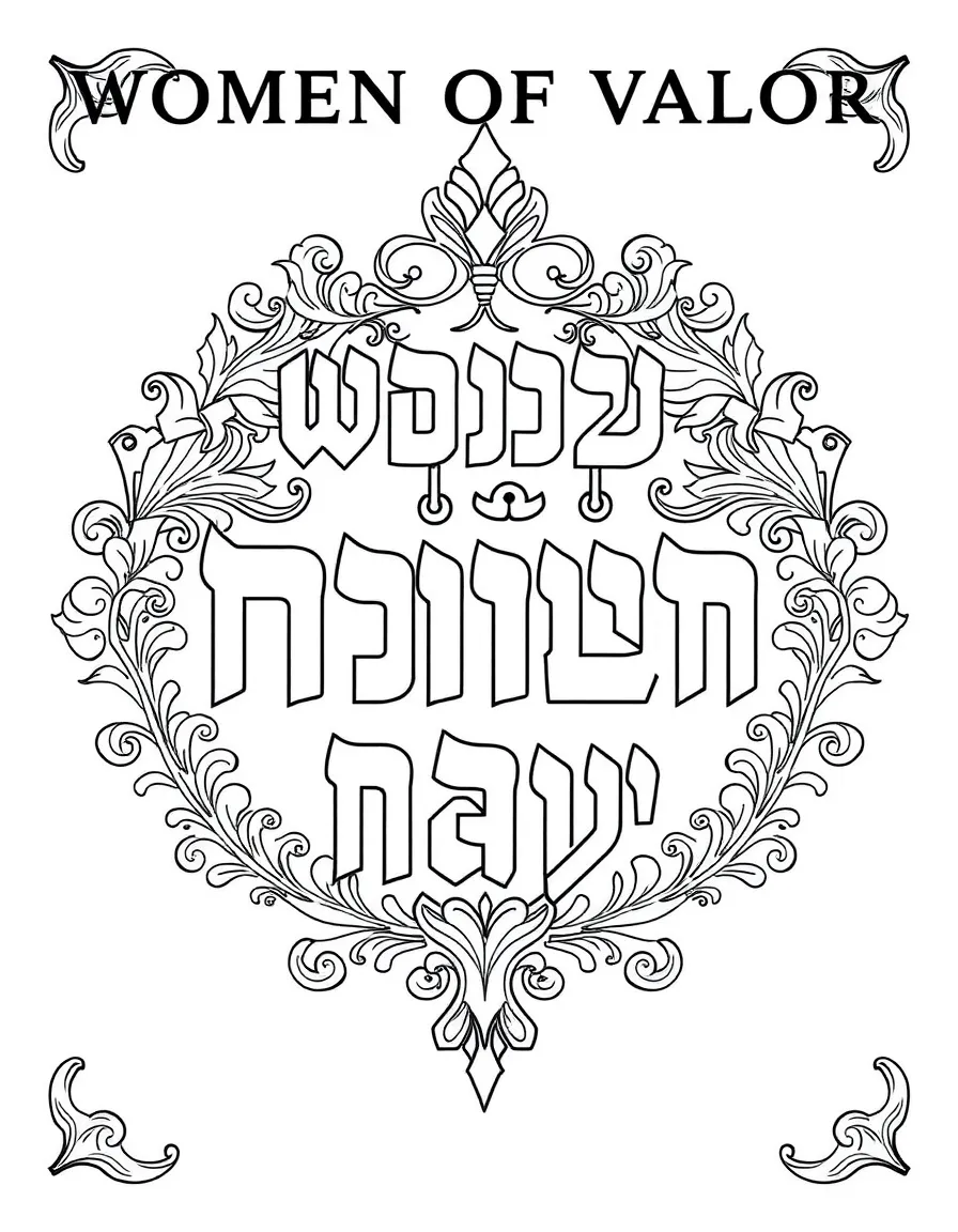 Women of valor (Eshet Chayil) text in ornate Hebrew script