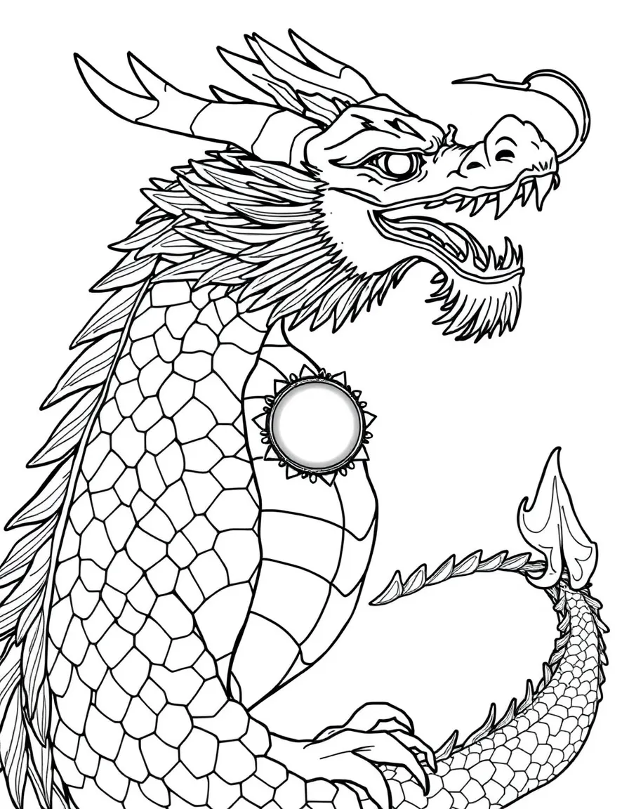 Dragon of wisdom with pearl of knowledge and detailed scales