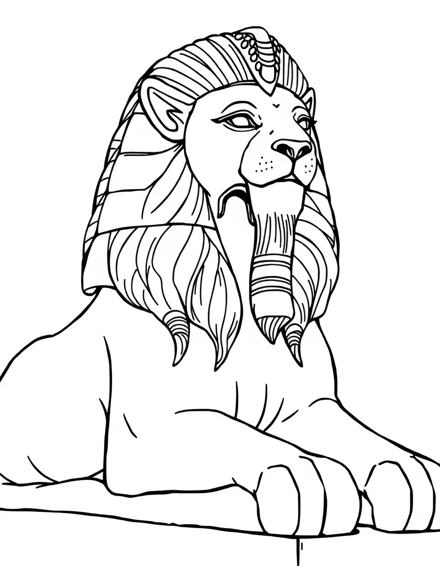 Greek sphinx with detailed lion body and human face elements