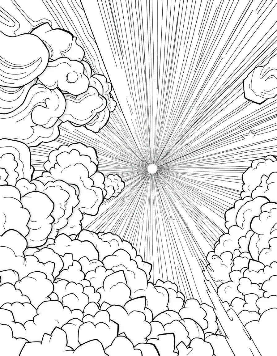 Divine light breaking through clouds with detailed ray patterns