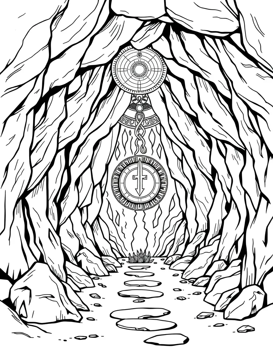 Sacred cave entrance with universal initiation symbolism