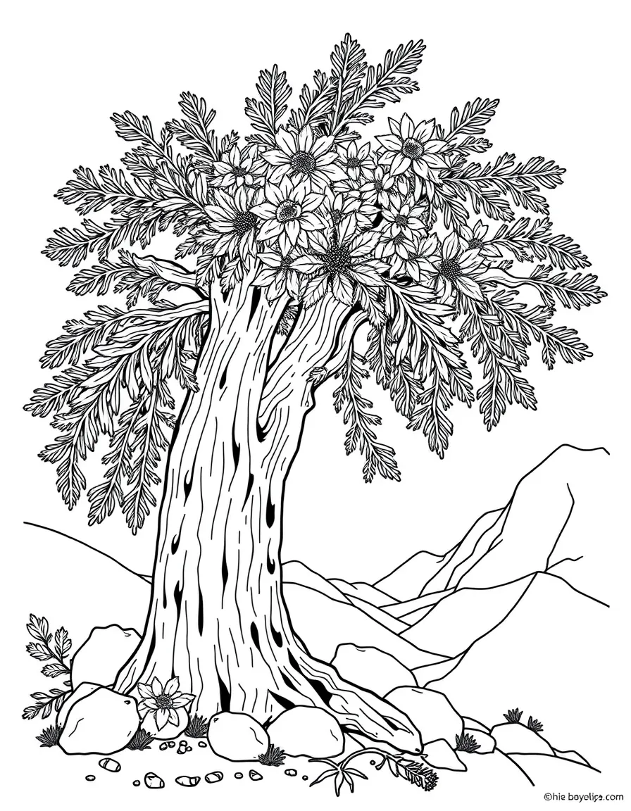 Cedar of Lebanon with detailed biblical references and natural elements