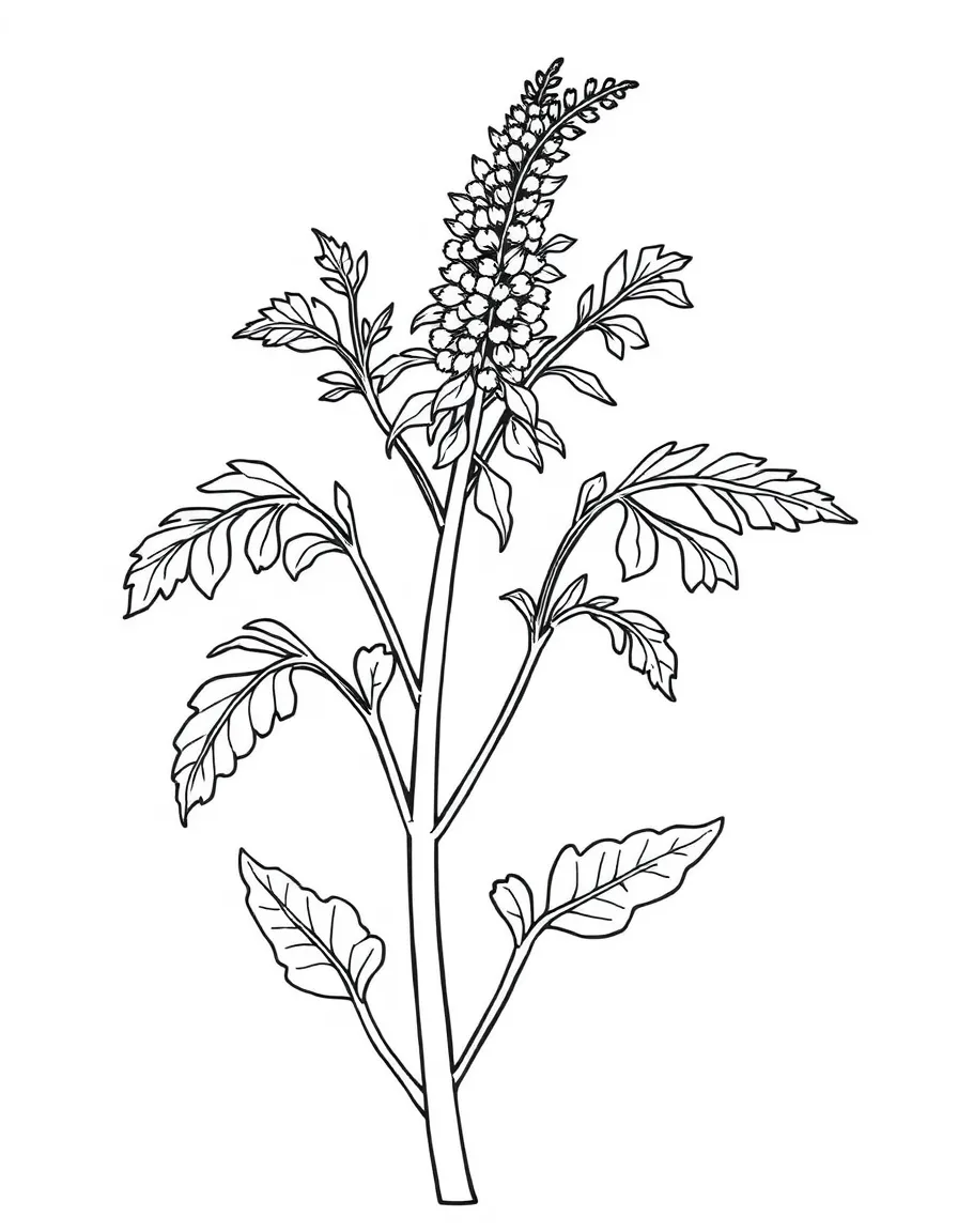 Mustard plant with detailed seed and growth symbolism
