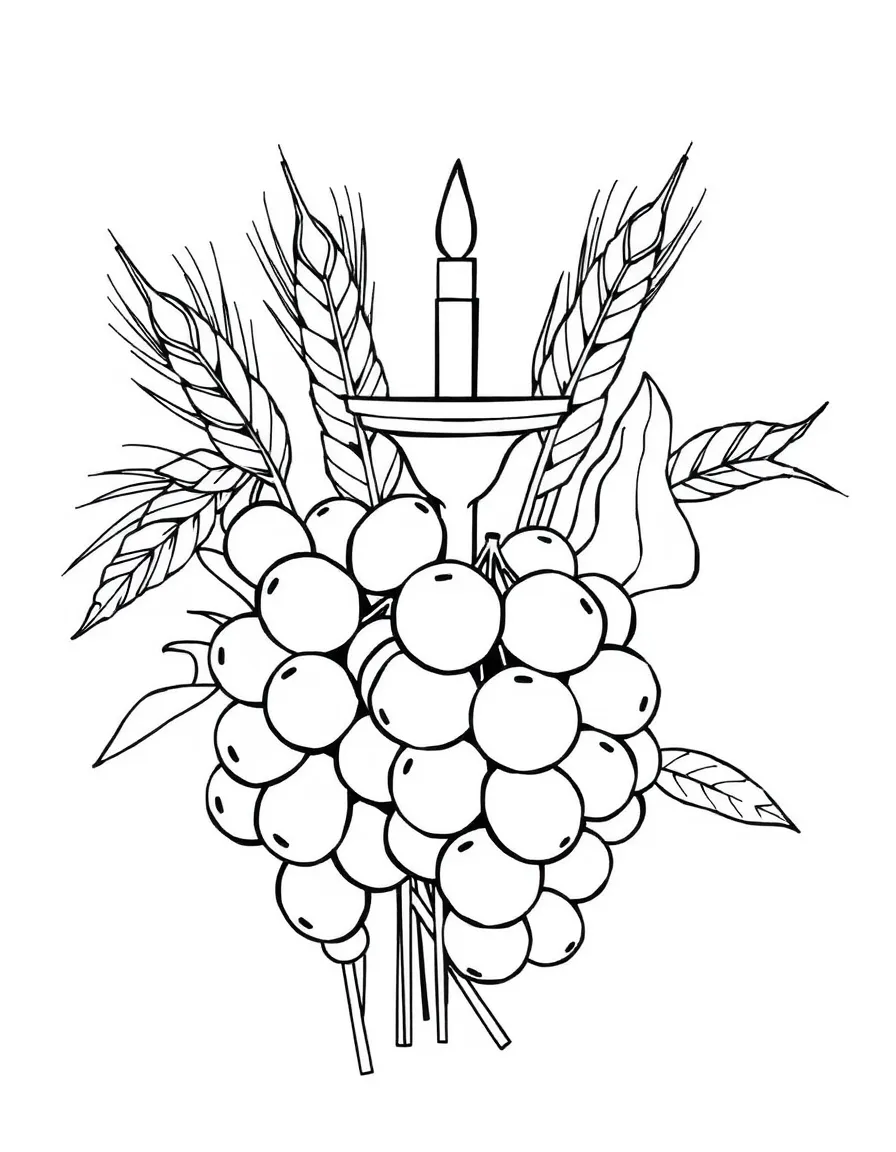 Wheat and grape arrangement with communion/Eucharist symbolism