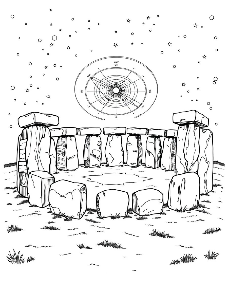 Ancient stone circle with detailed astronomical alignments
