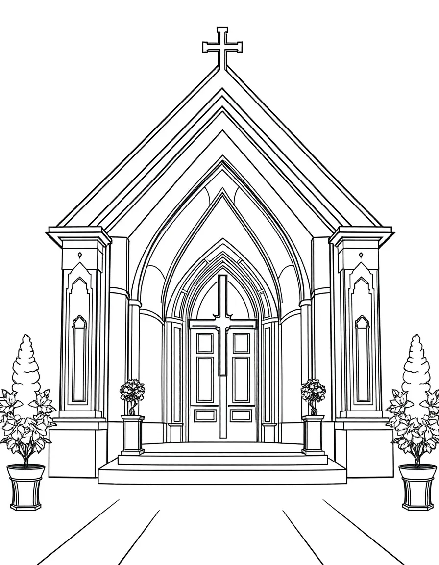 Modern interfaith chapel with detailed architectural elements