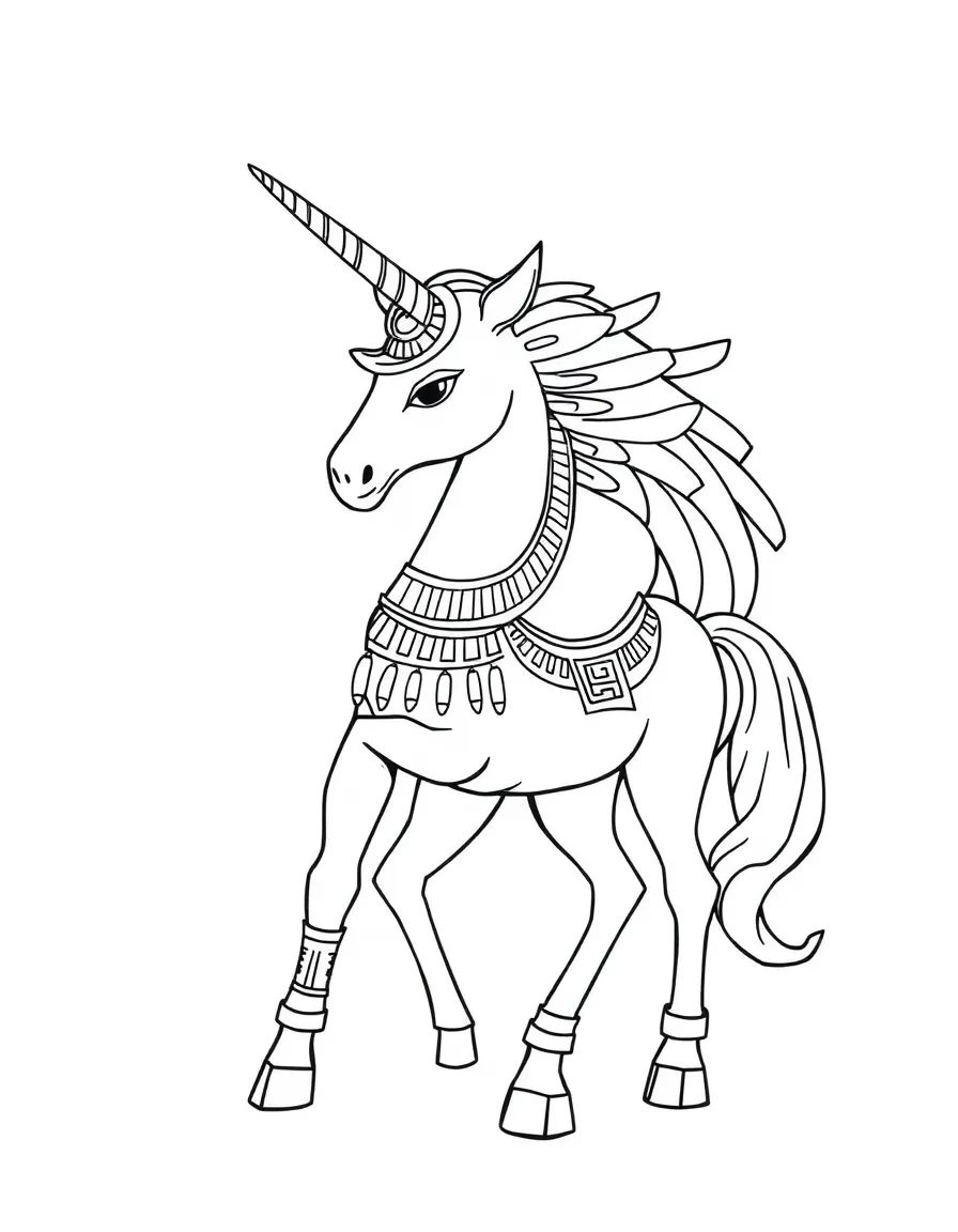 Egyptian unicorn with hieroglyphic decorations