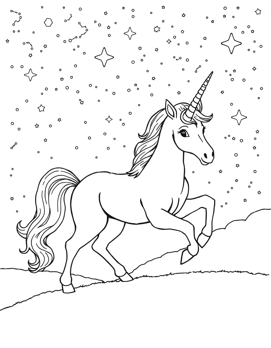 Unicorn constellation in a starry night sky