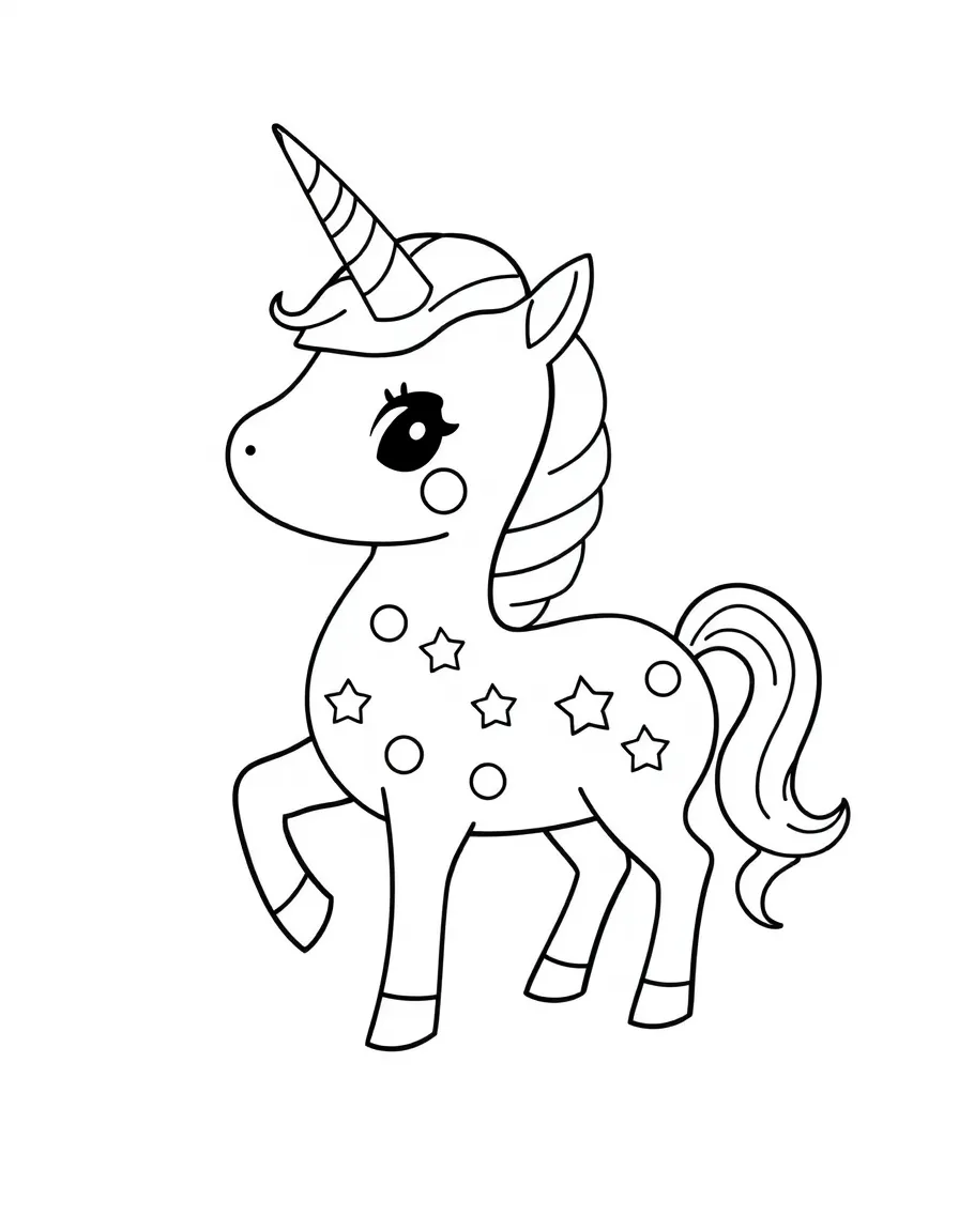Polka dot unicorn with star-shaped spots