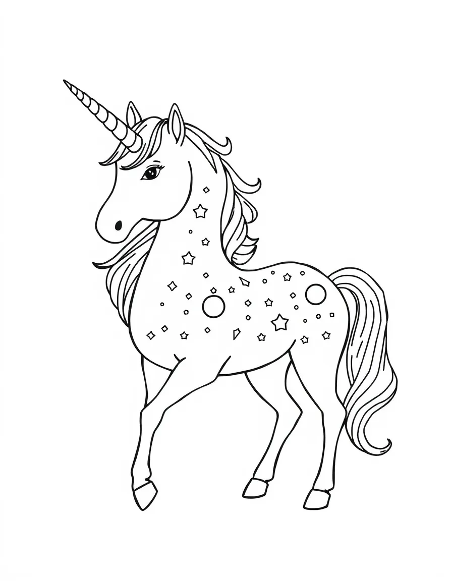 Unicorn with constellation patterns on its coat