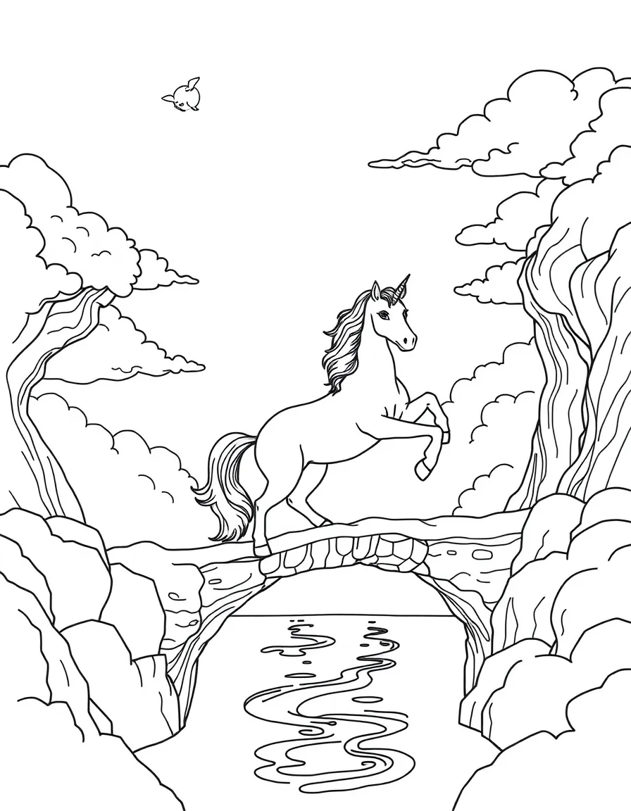 Unicorn creating a bridge between two worlds