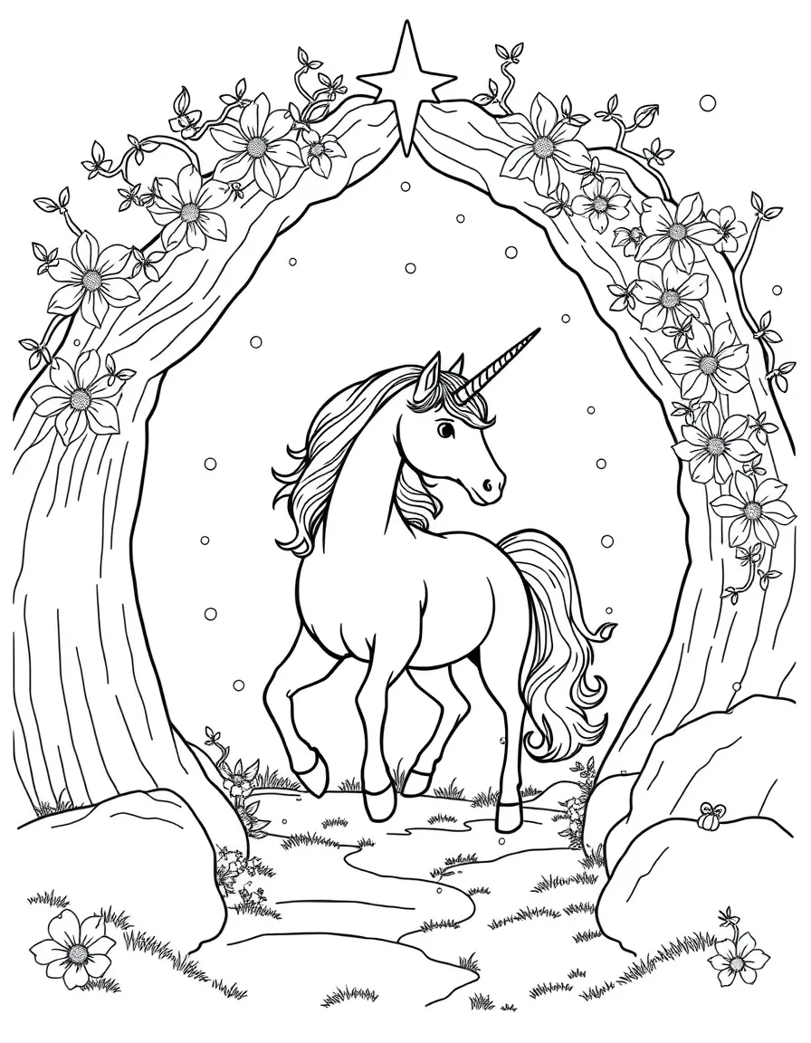 Unicorn opening a portal to fairy realm
