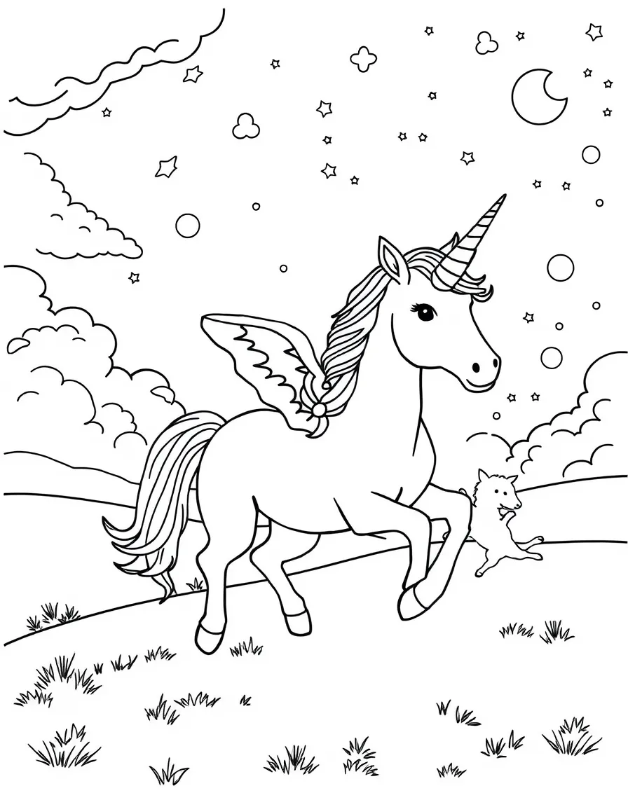 Unicorn carrying messages between day and night