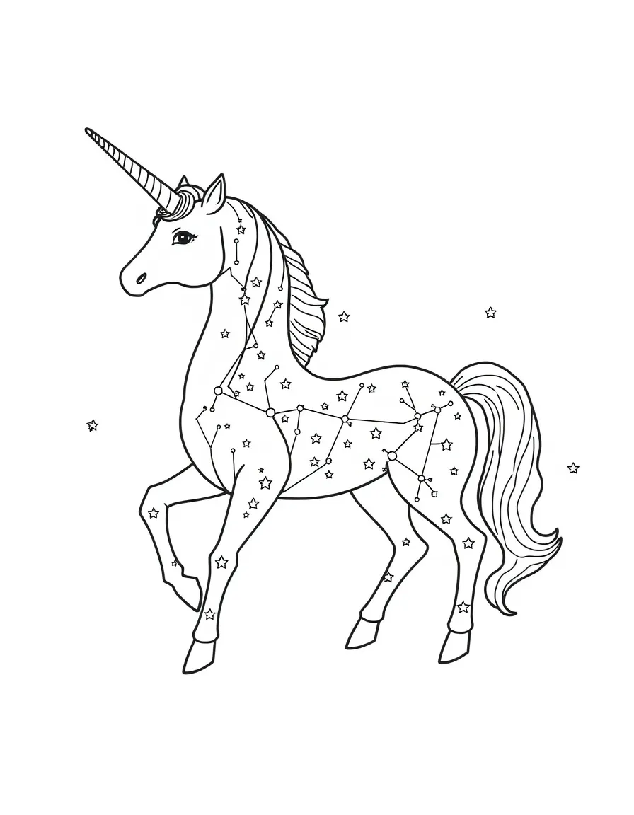 Unicorn composed of interconnected star constellations