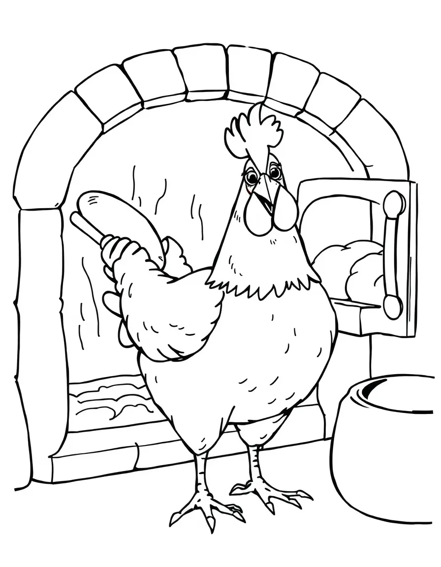 A hen baker pulling fresh bread from an oven