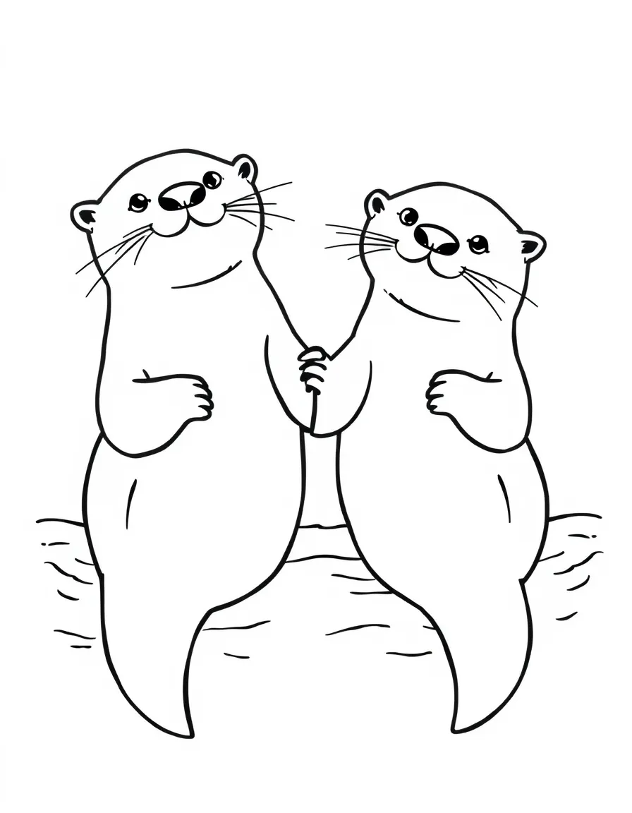 A pair of otters holding hands while floating on their backs