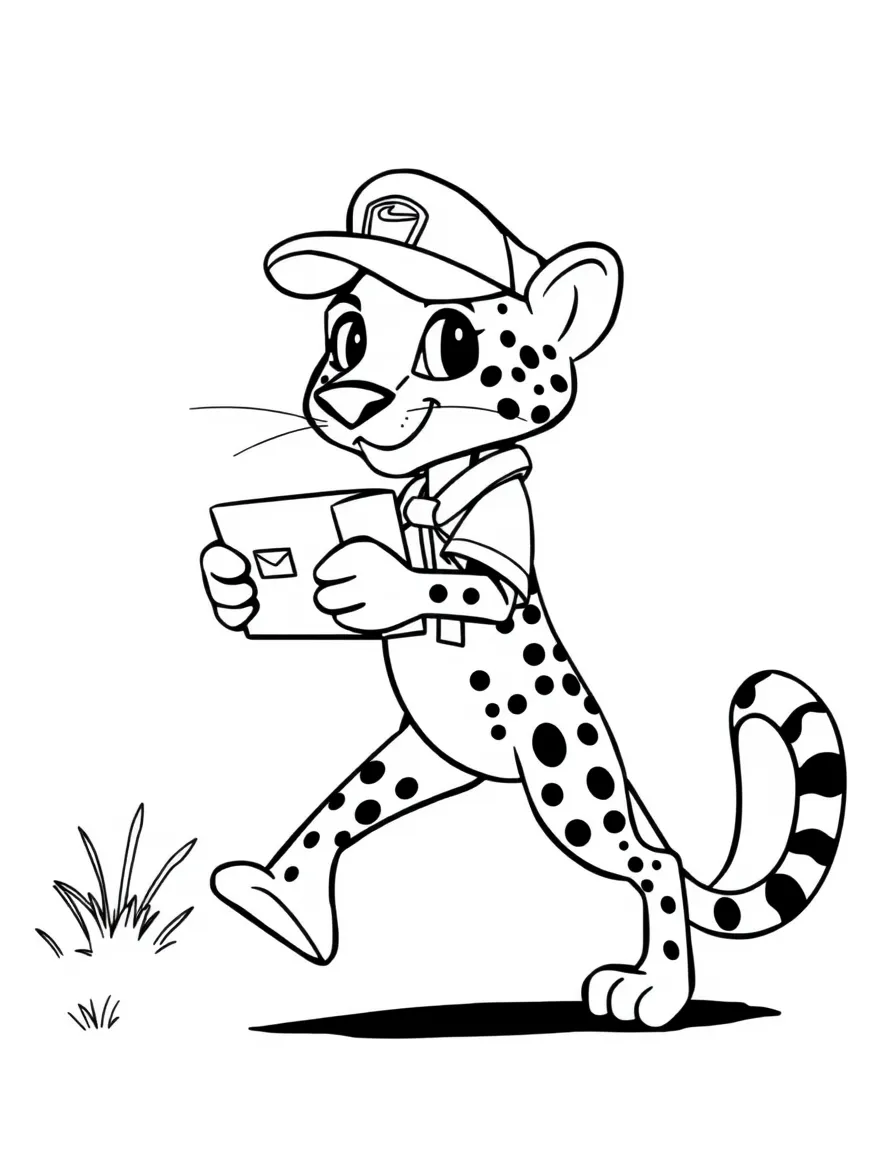 A cheetah mail carrier delivering express packages