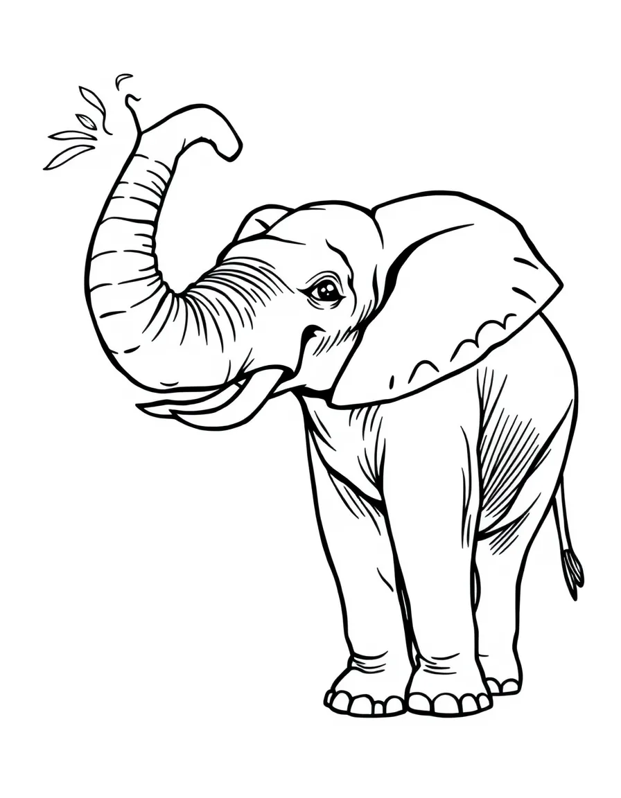 An elephant trumpeting through its trunk like a horn