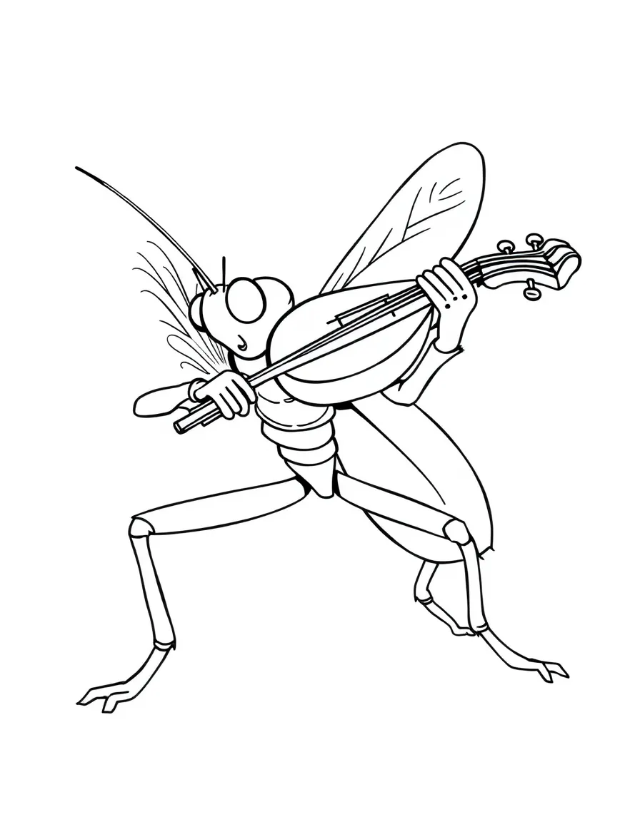 A cricket playing its legs as a violin