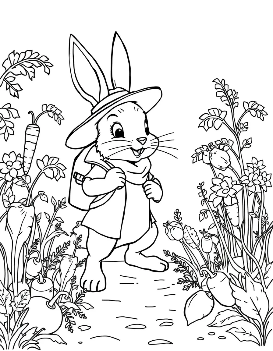 A rabbit adventurer discovering a hidden carrot garden