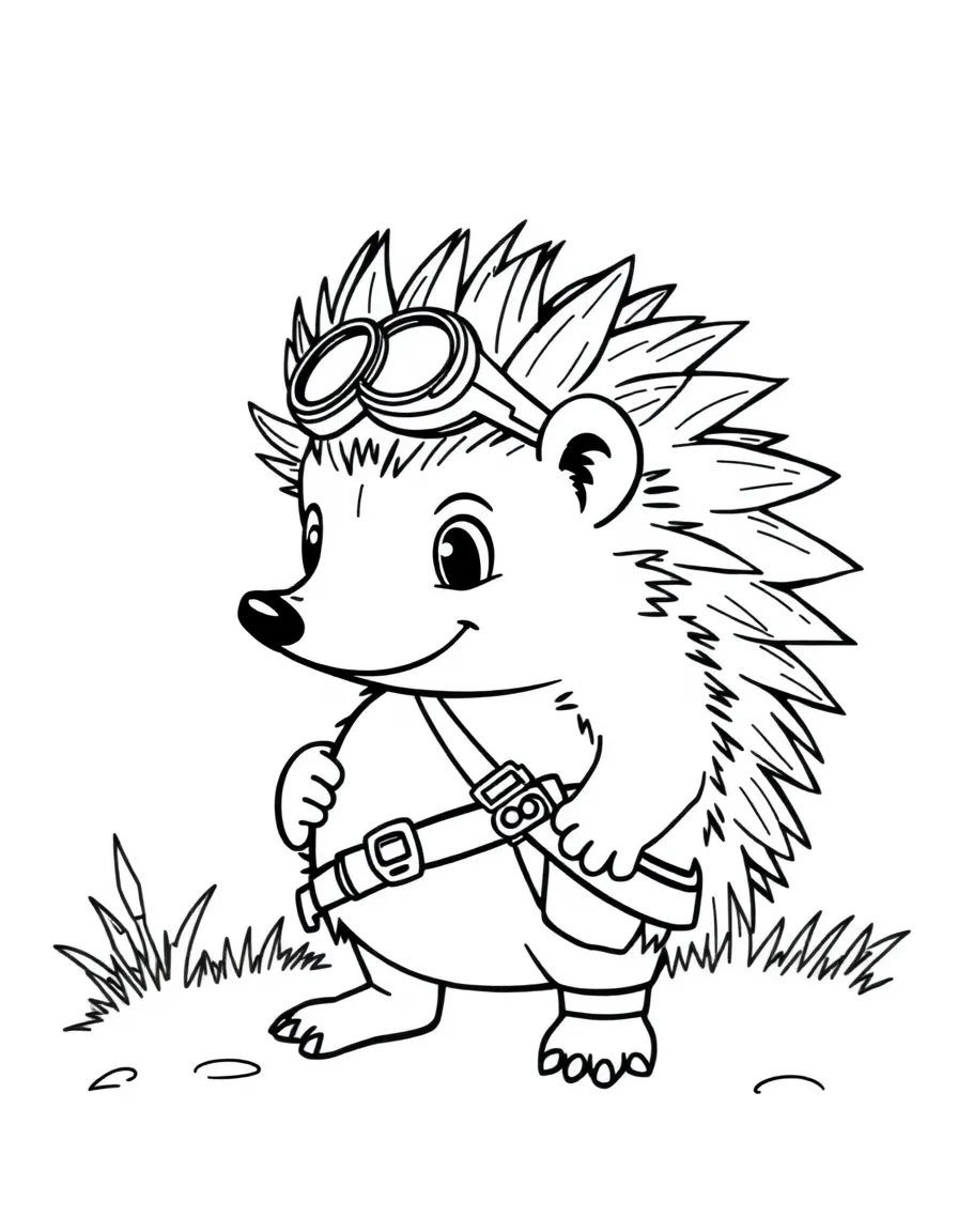 A hedgehog adventurer with a compass and spiky hairdo