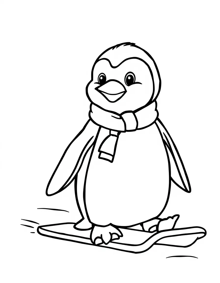 A penguin teacher demonstrating proper sliding technique