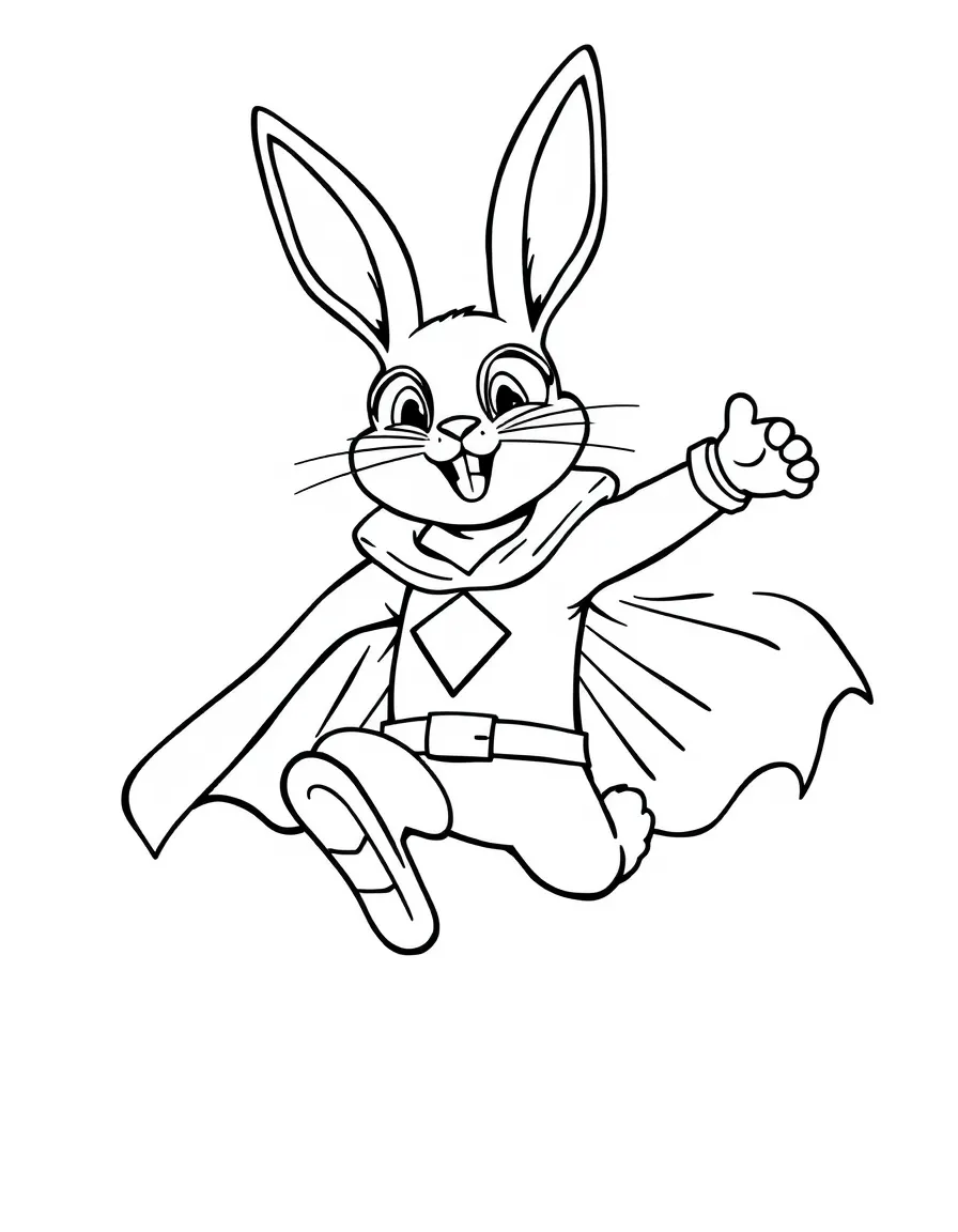 A bunny superhero with super-jumping powers