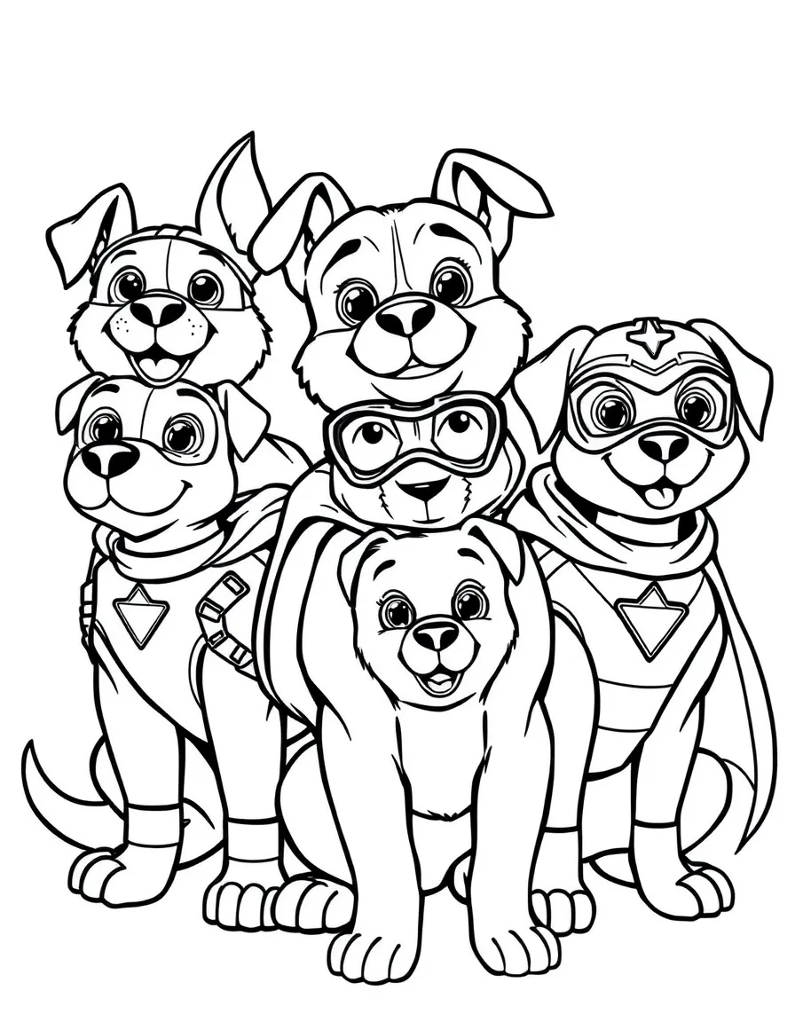 A family of dog superheroes each with different rescue abilities