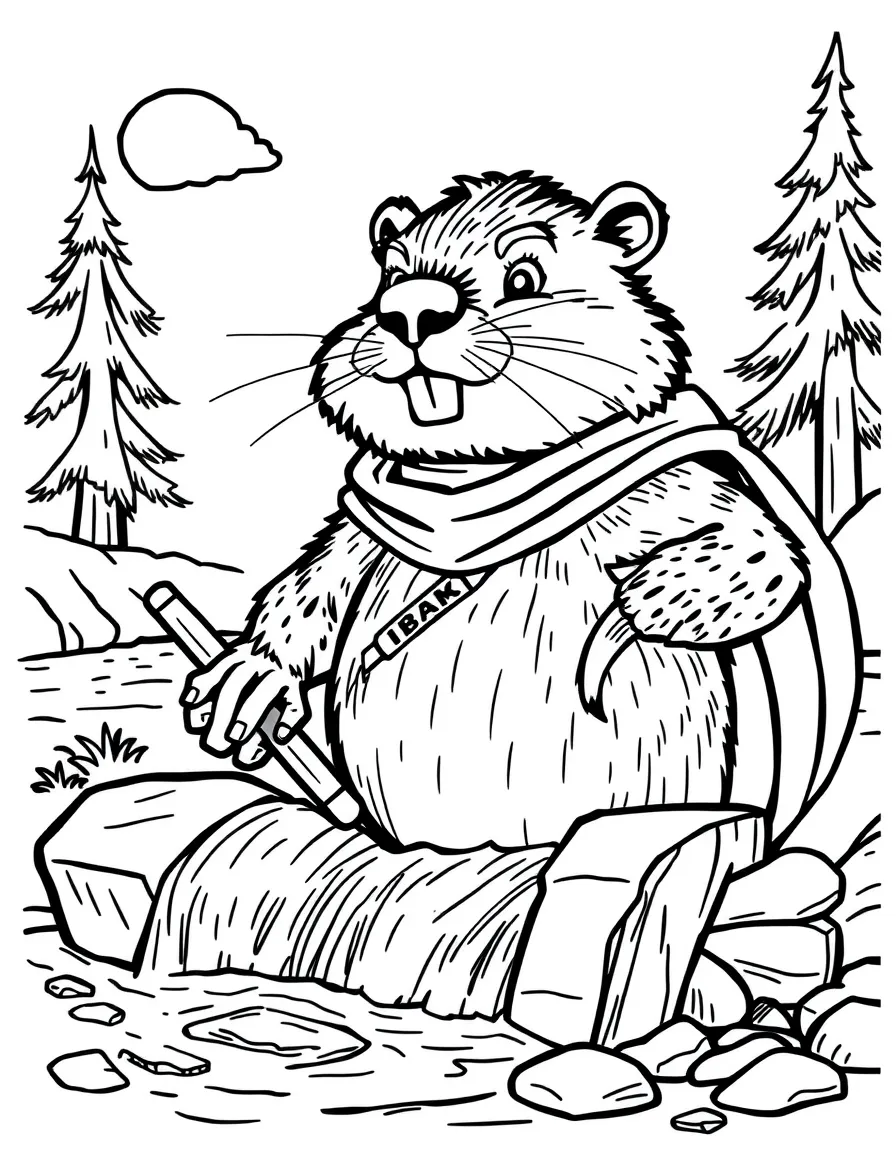 A beaver superhero building dams to stop floods
